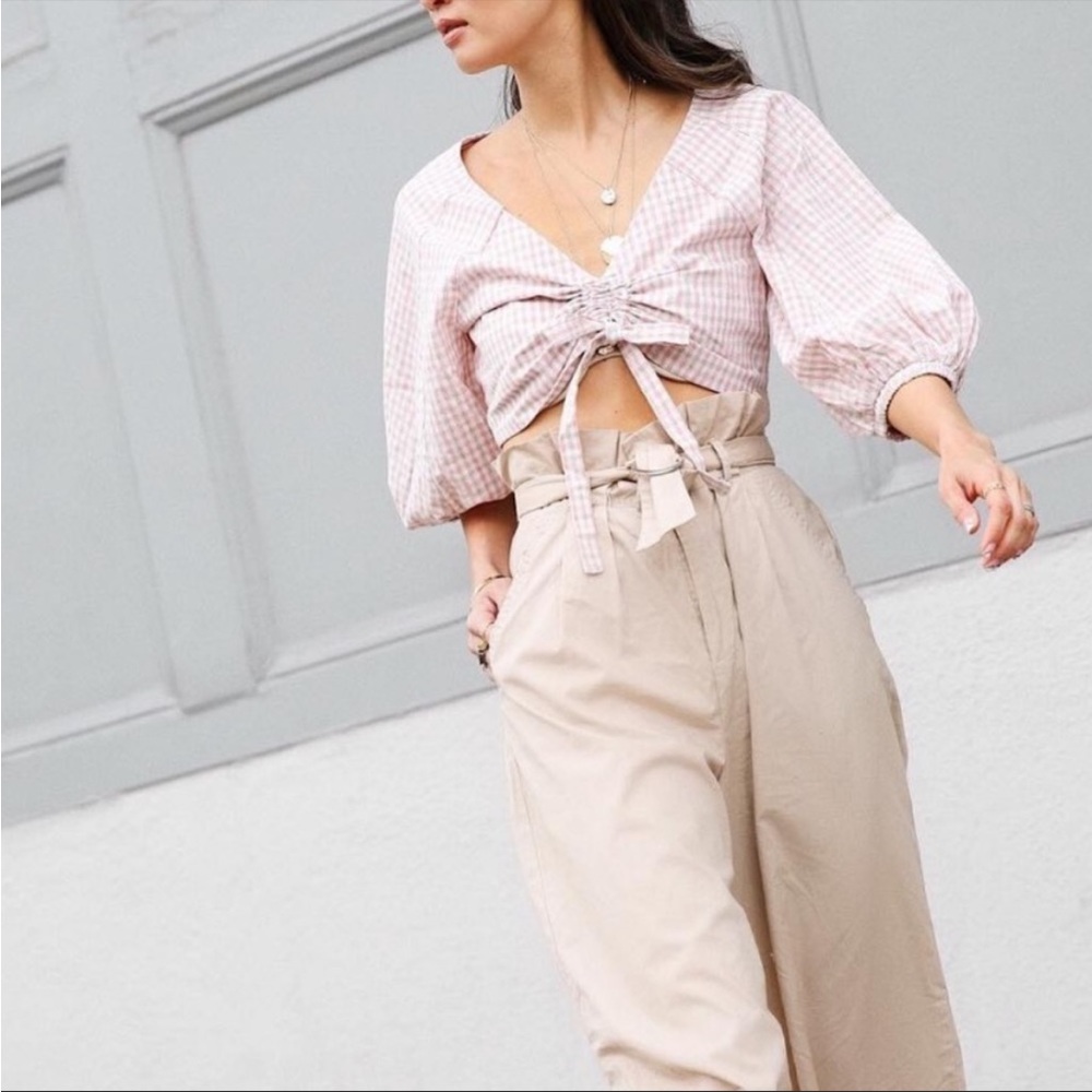 CHRISELLE X J.O.A gingham crop top